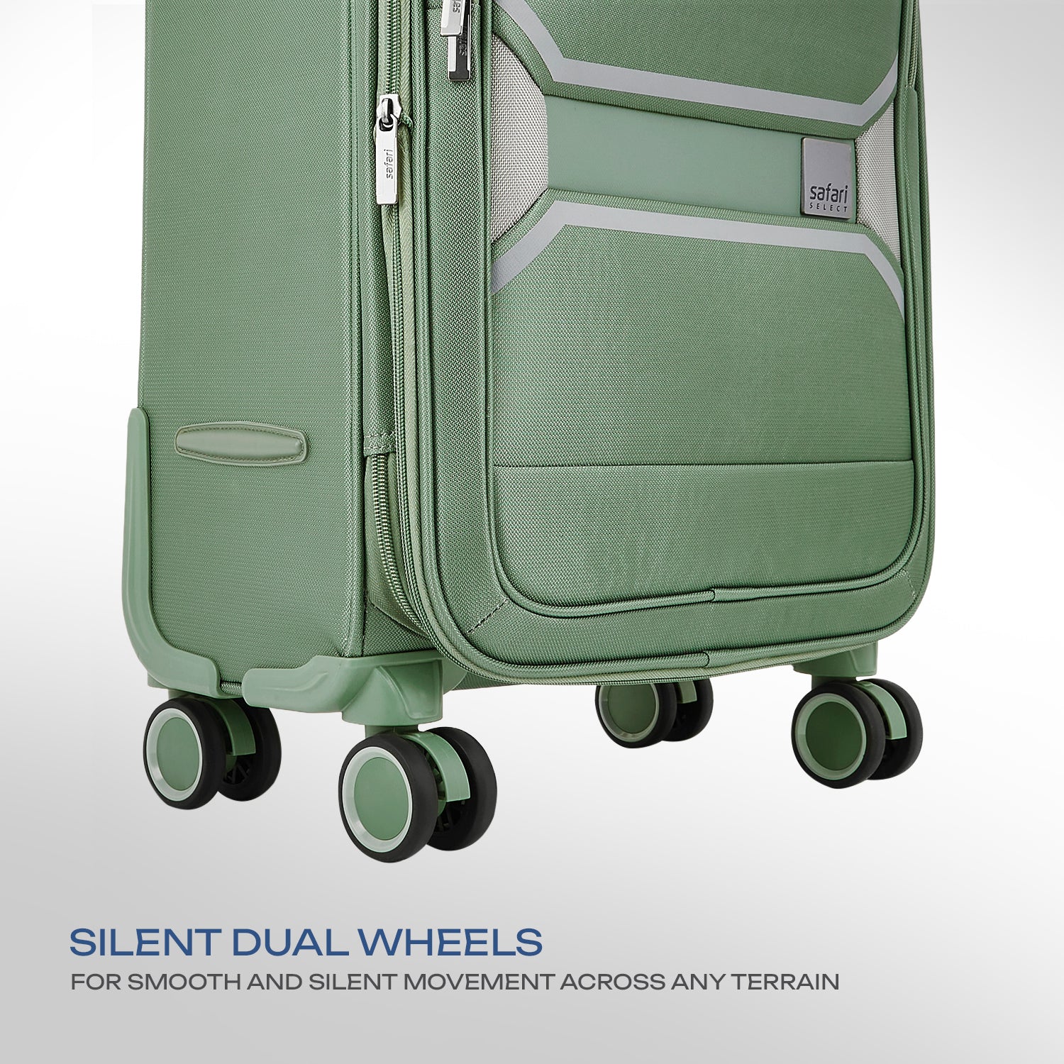 Safari Select Panorama Trolley Bag with Dual Wheels, TSA Lock and Anti-Theft Zipper (Urban Green)