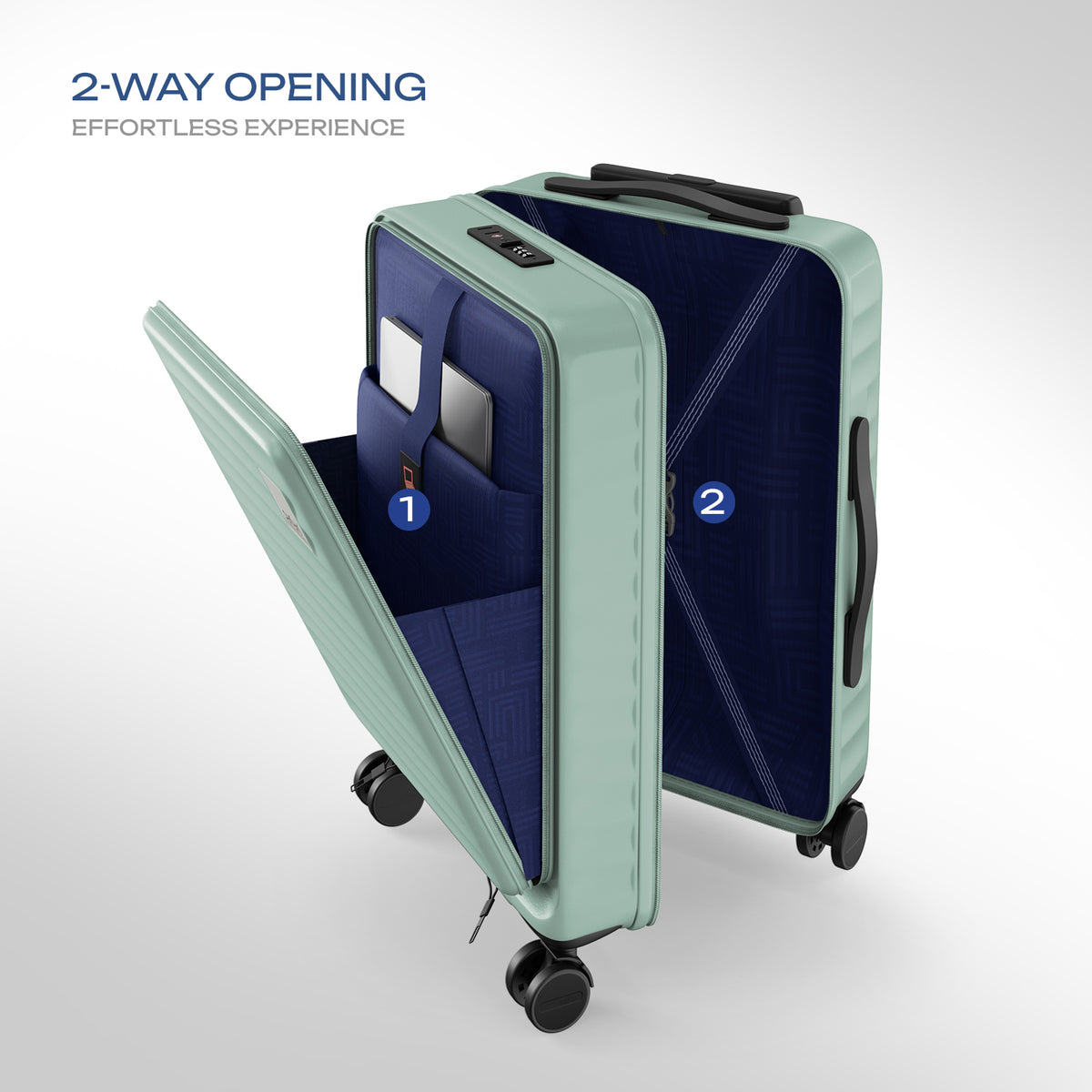 Safari Select Froniq Fresh mint Front opening Trolley Bag with TSA Lock, Dual wheels and Anti-Theft Zipper