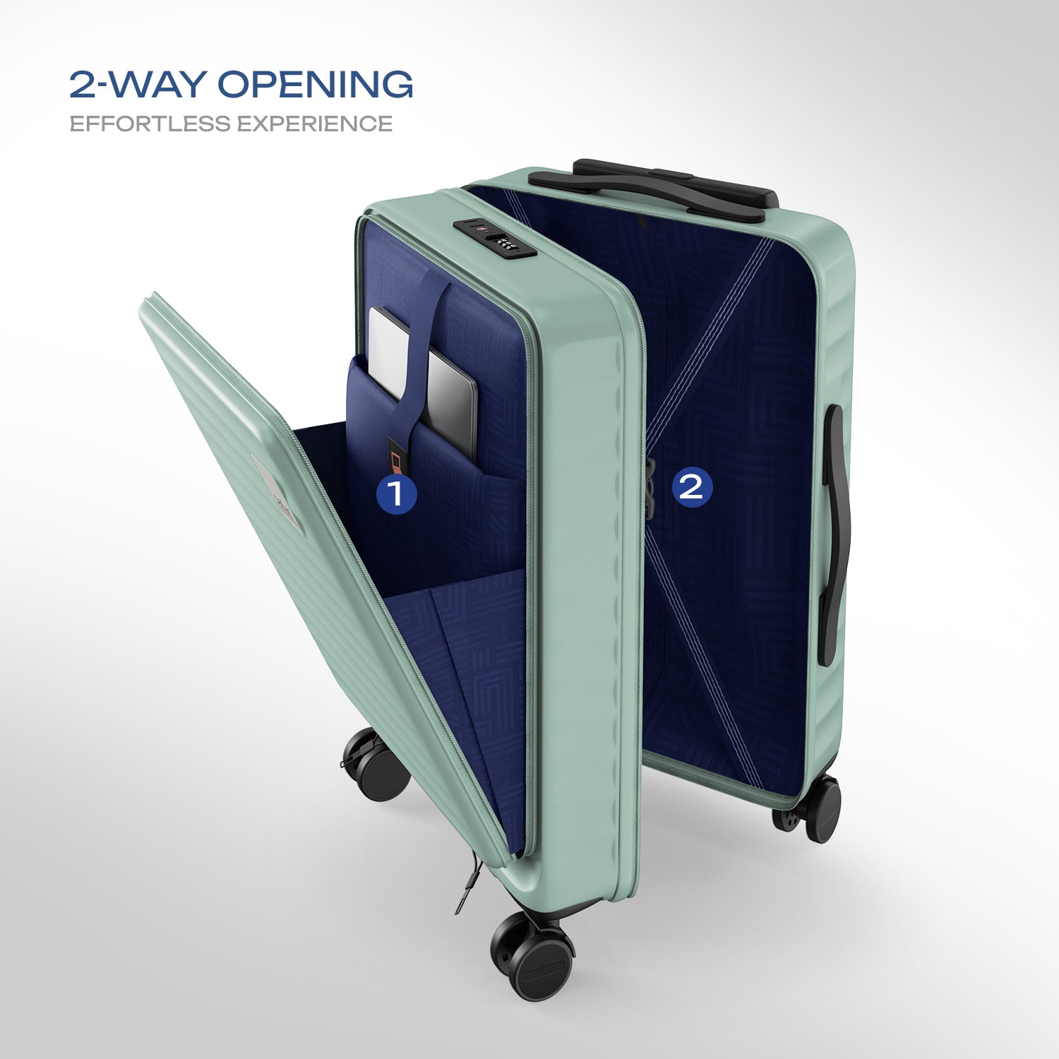 Safari Select Froniq Fresh mint Front opening Trolley Bag with TSA Lock, Dual wheels and Anti-Theft Zipper