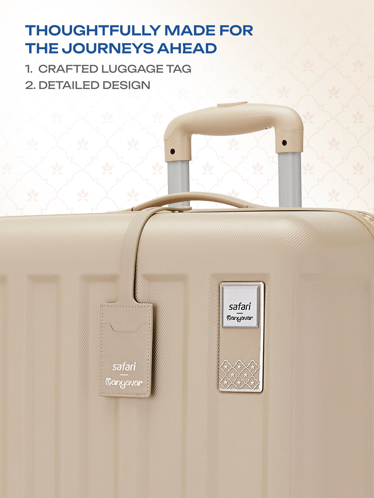 Safari x Manyavar Eterna Wedding Trolley Bag with Dual Wheels and TSA lock - Dark Champagne