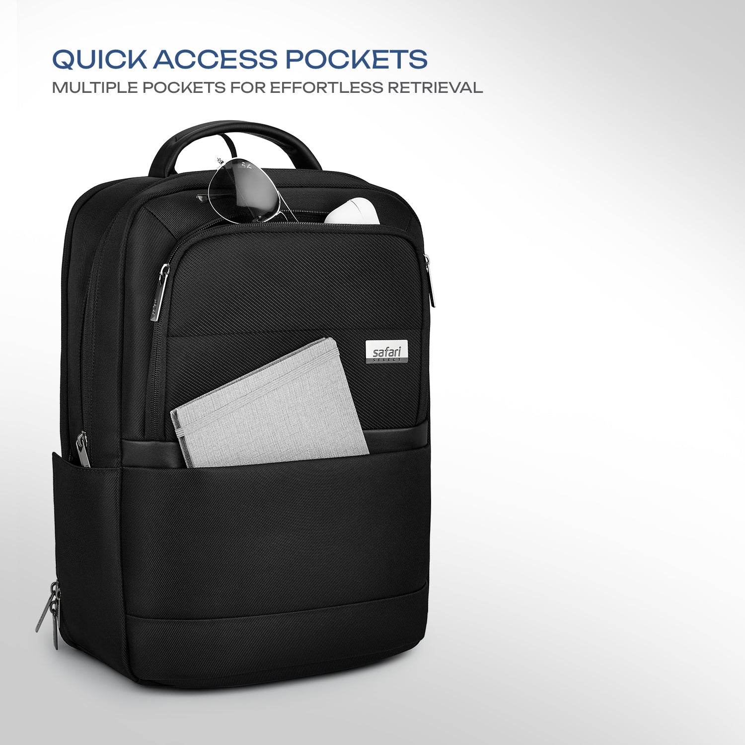 Safari Marque 27L Black Formal Backpack with Laptop Sleeve