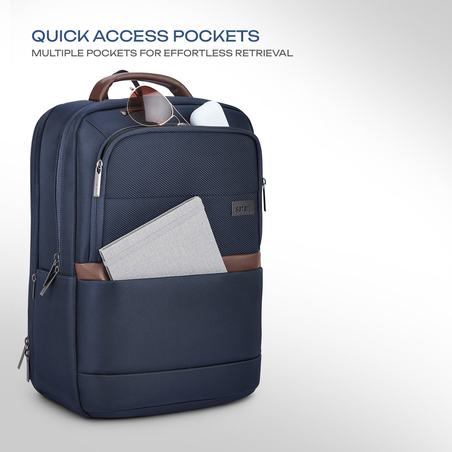 Safari Marque 27L Blue Formal Backpack with Laptop Sleeve