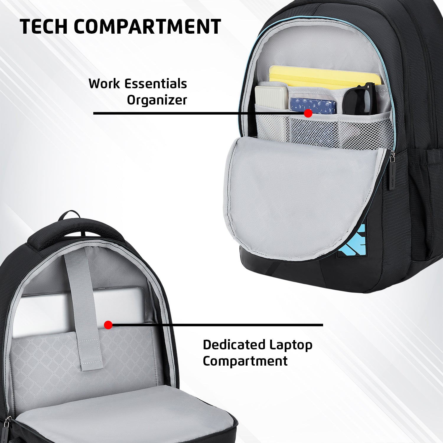 Safari Aura 37L Black Laptop Backpack