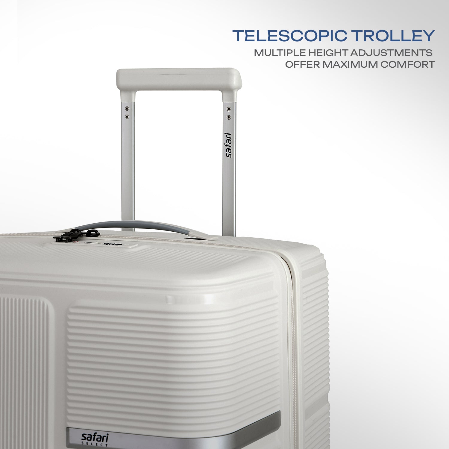 Safari Trunk Pro Trolley Bag with TSA lock and Dual Wheels - Winter White