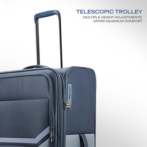 Safari Select Panorama Trolley Bag with Dual Wheels, TSA Lock and Anti-Theft Zipper (Cosmic Blue)