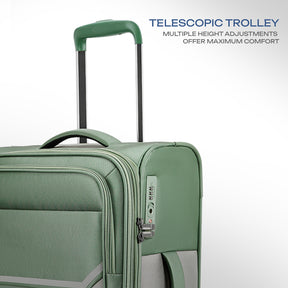 Safari Select Panorama Trolley Bag with Dual Wheels, TSA Lock and Anti-Theft Zipper (Urban Green)