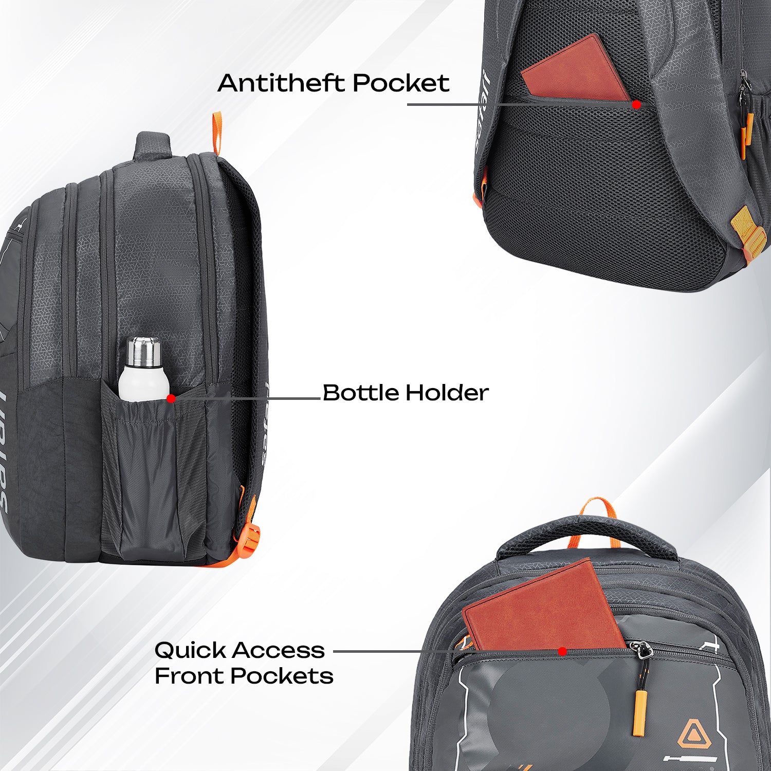 Safari Quadro 6 43L Black School Backpack