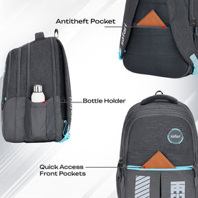 Safari Quadro 43L Grey School Backpack