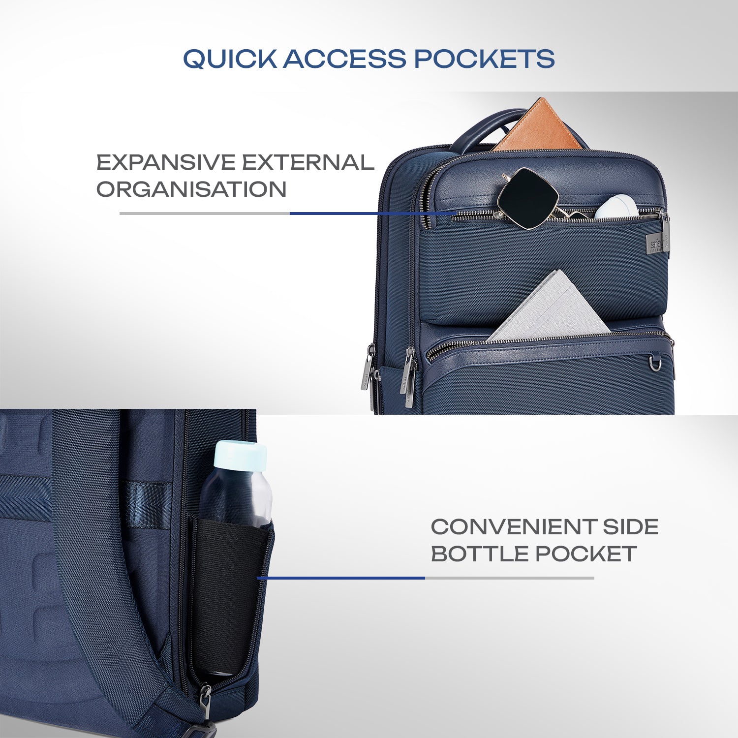 Safari Meridian 22L Blue Formal Backpack with Laptop Sleeve