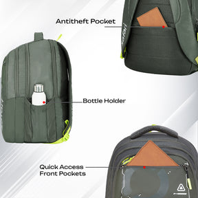 Safari Quadro 5 43L Olive School Backpack