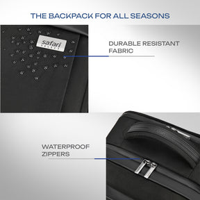 Safari Nexus 19L Black Formal Backpack with Laptop Sleeve