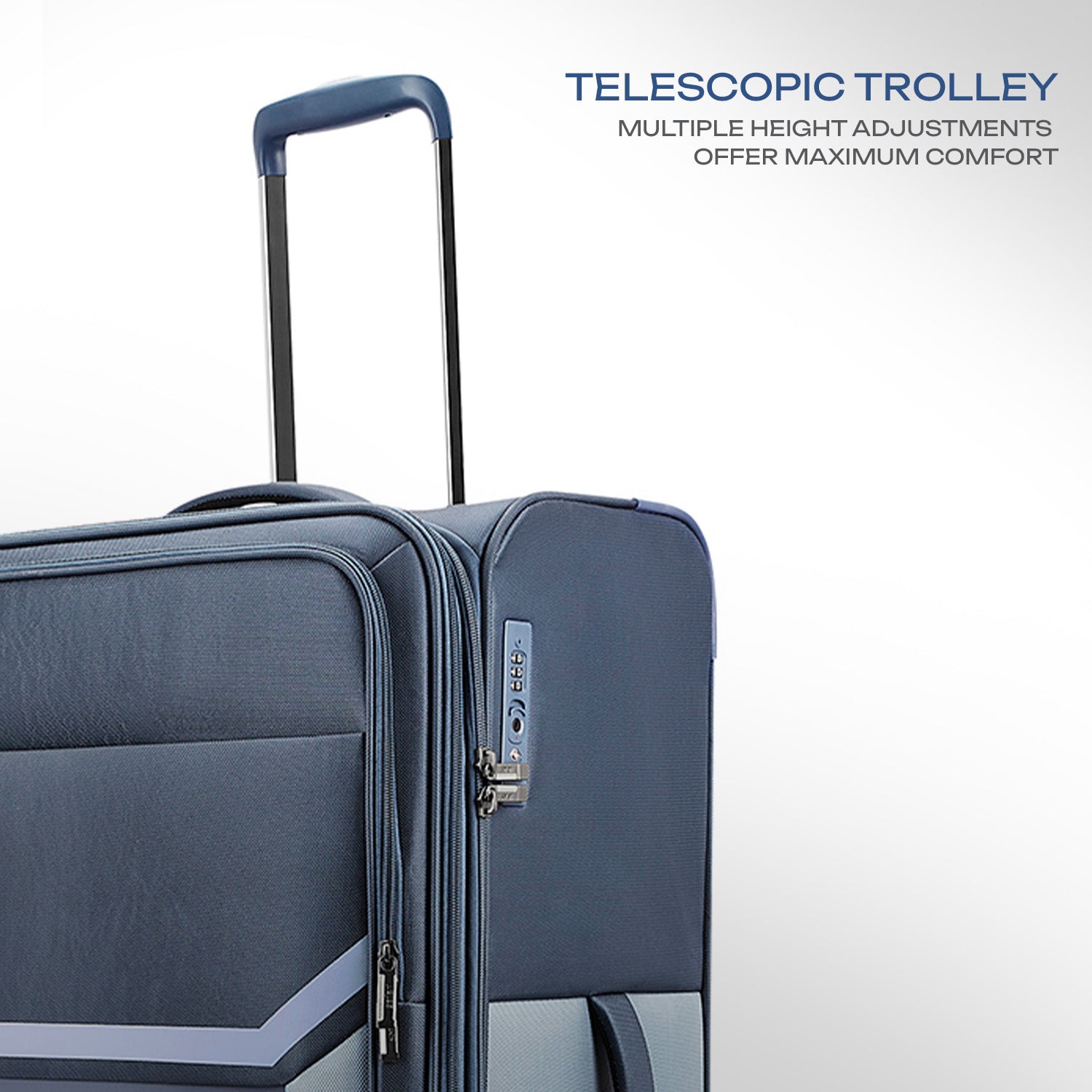 Safari Select Panorama Trolley Bag with Dual Wheels, TSA Lock and Anti-Theft Zipper (Cosmic Blue)