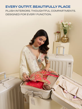 Safari x Manyavar Eterna Wedding Trolley Bag with Dual Wheels and TSA lock - Dark Champagne