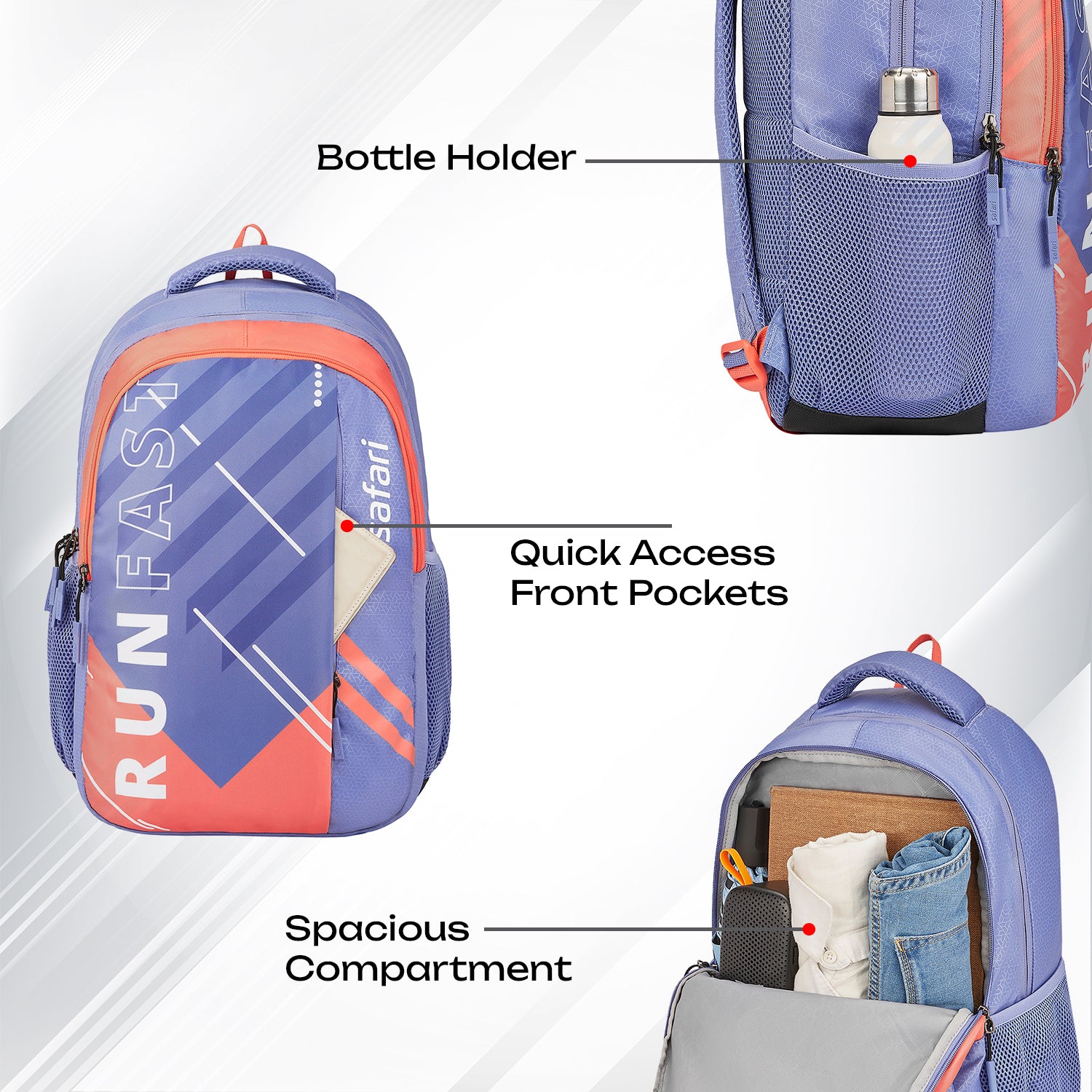 Safari Triplex 37L Blue School Backpack