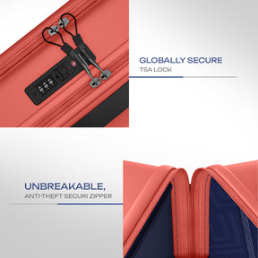 Safari Select Froniq Coral Front opening Trolley Bag with TSA Lock, Dual wheels and Anti-Theft Zipper