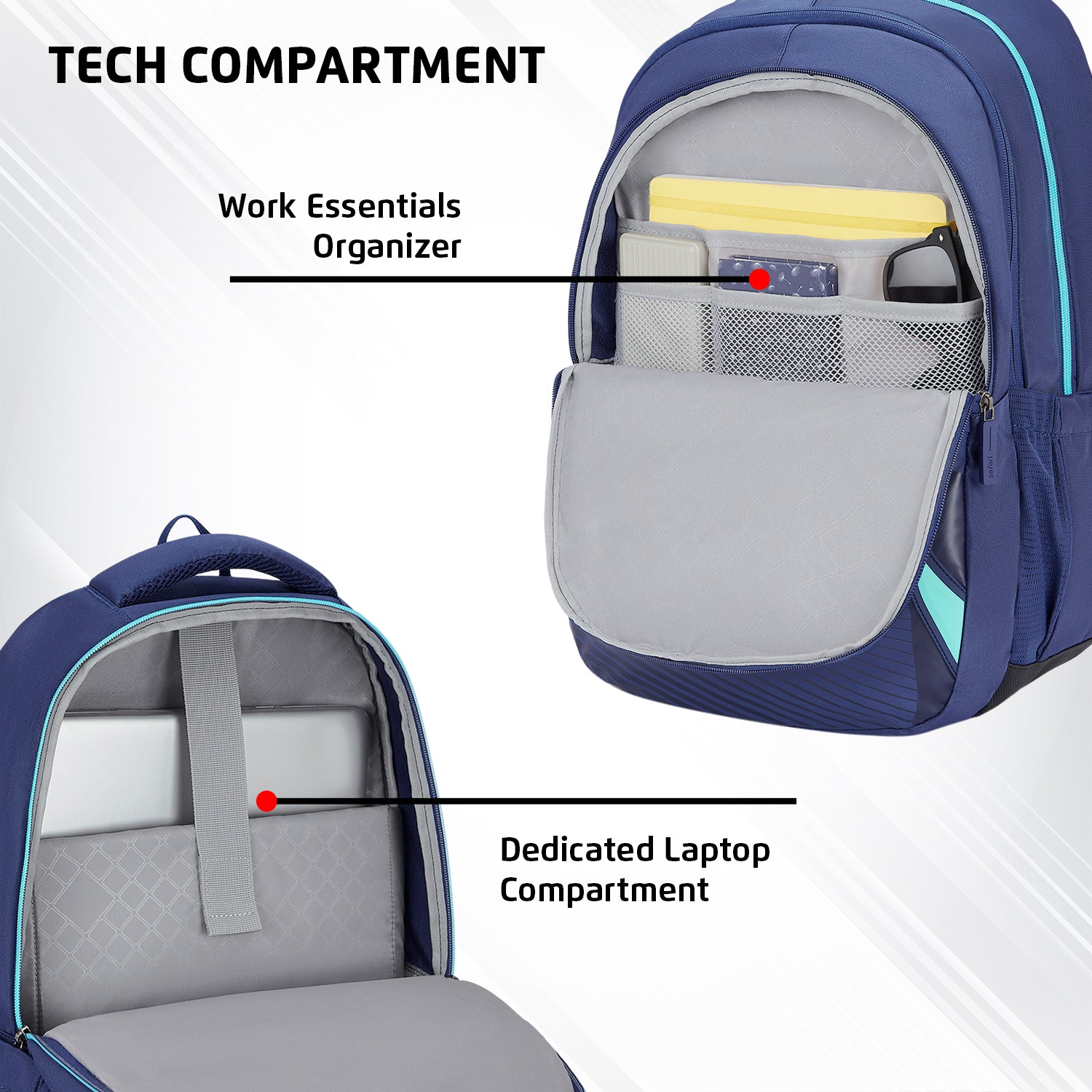 Safari Aura 37L Blue Laptop Backpack