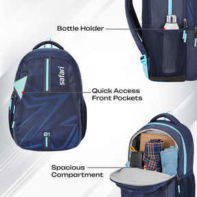 Safari Triplex 6 37L Blue School Backpack