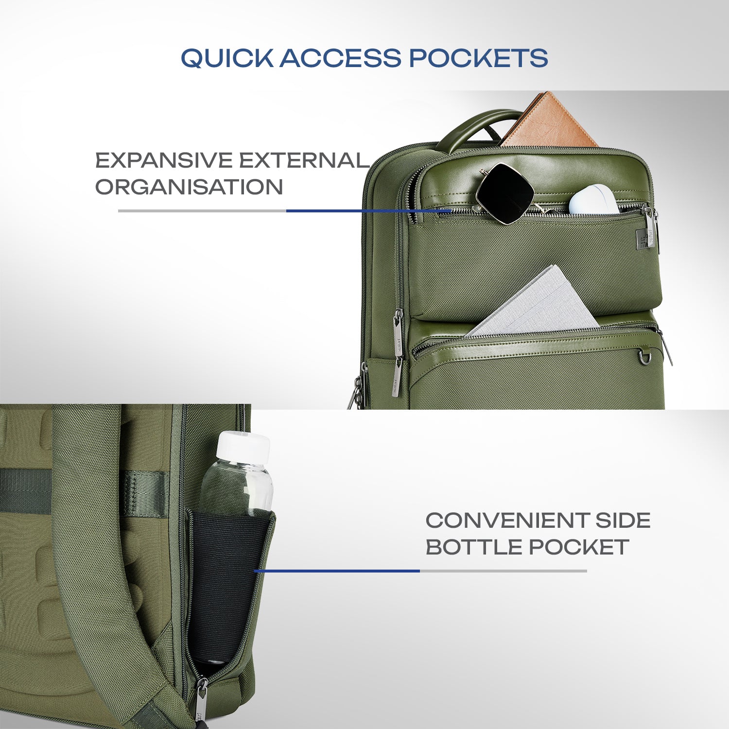 Safari Meridian 22L Olive Formal Backpack with Laptop Sleeve