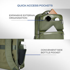 Safari Meridian 22L Olive Formal Backpack with Laptop Sleeve
