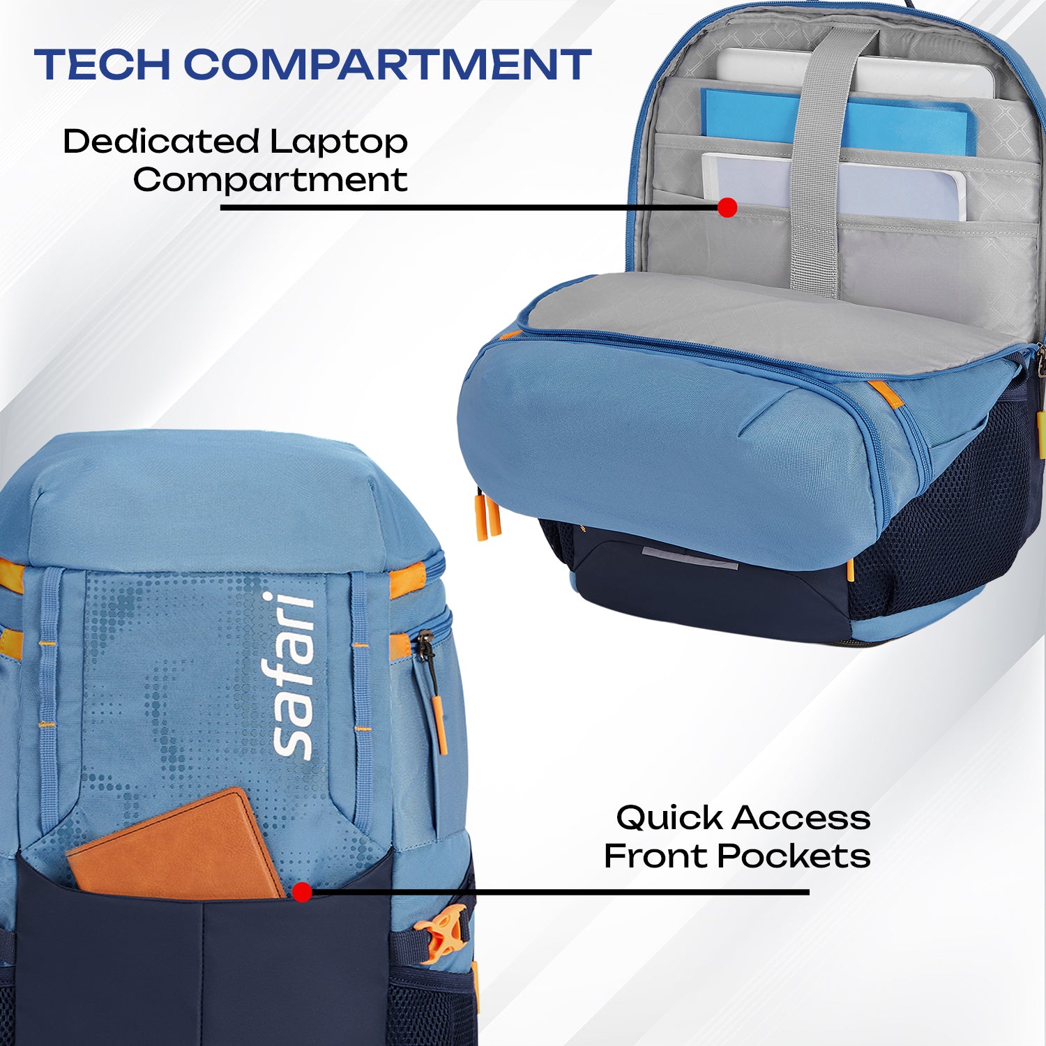 Safari Quest 45L Pearl Blue Laptop Backpack