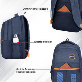 Safari Quadro 43L Blue School Backpack