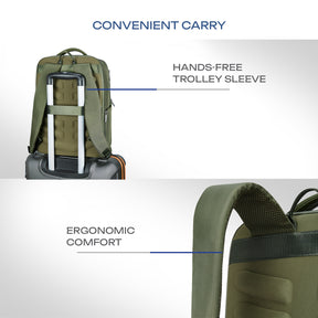 Safari Meridian 22L Olive Formal Backpack with Laptop Sleeve