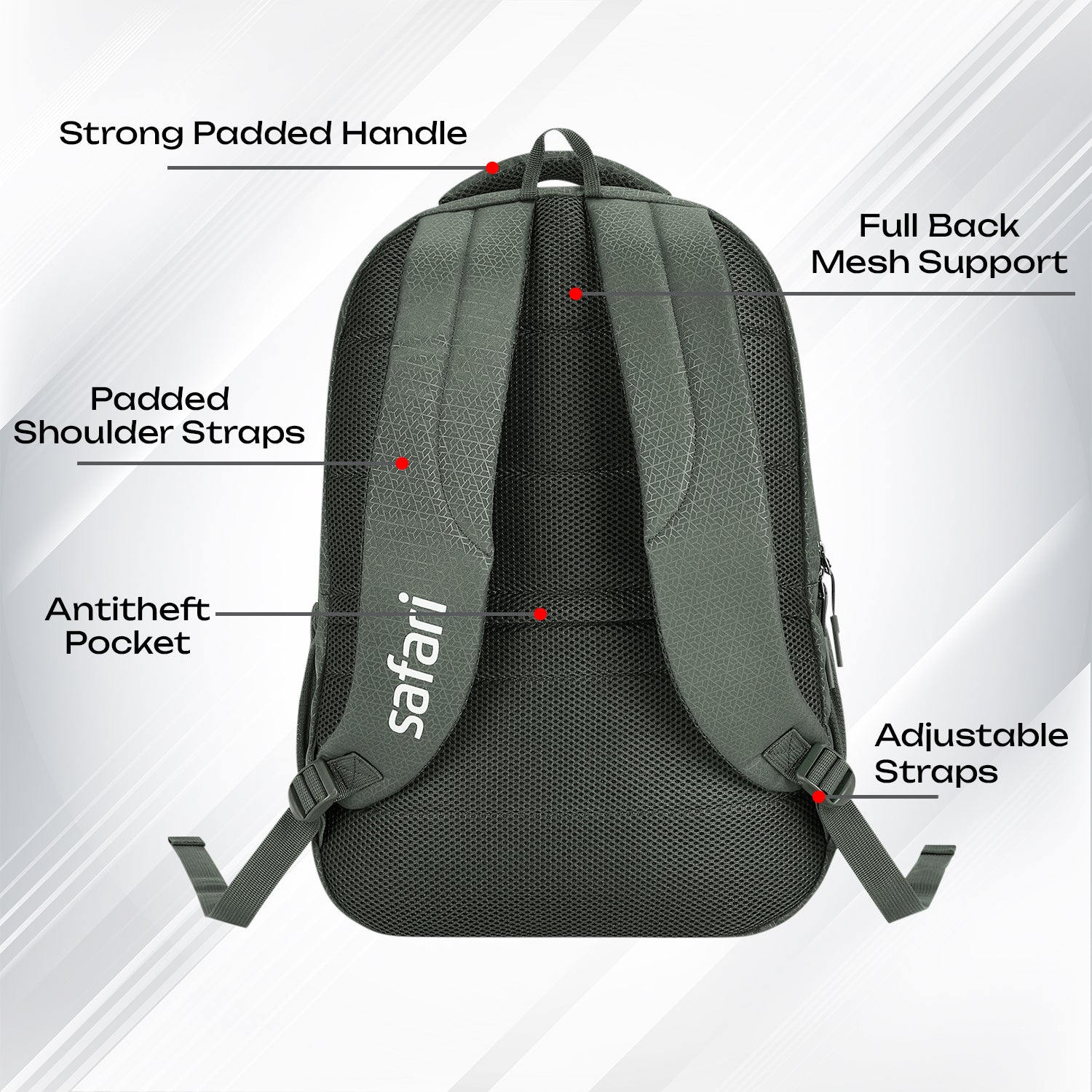 Safari Quadro 6 43L Olive School Backpack