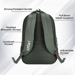 Safari Quadro 6 43L Olive School Backpack