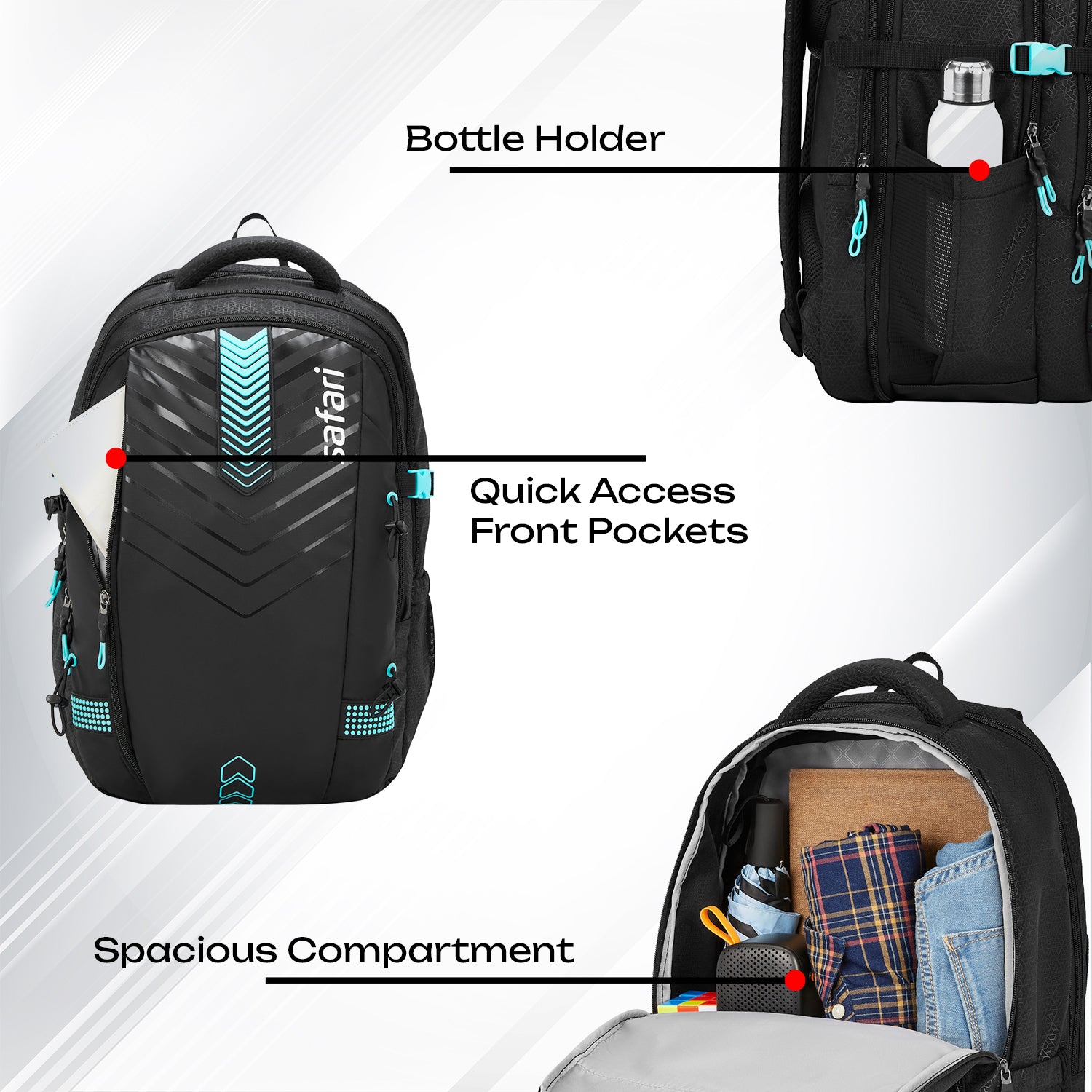 Safari Expand 43L Black Hiking Daypack