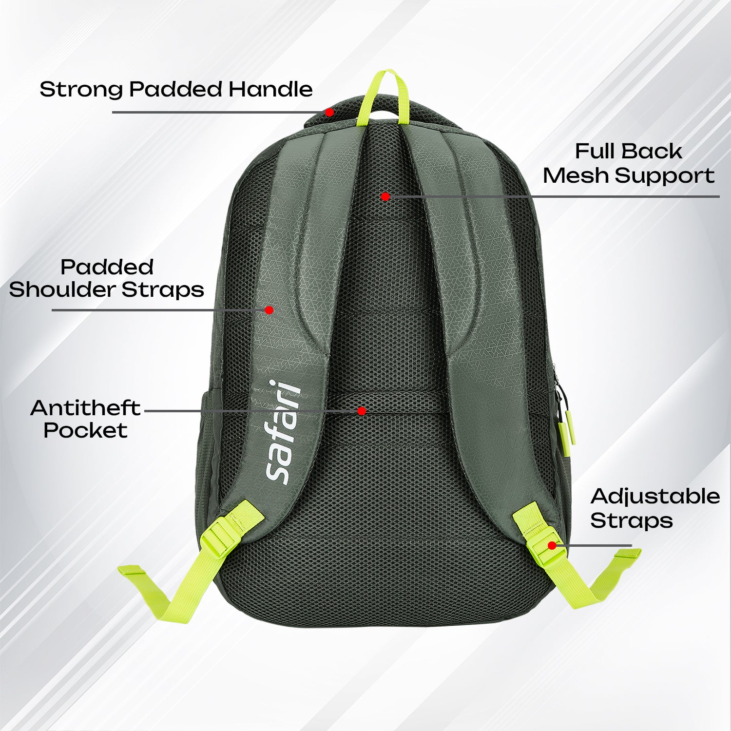 Safari Quadro 5 43L Olive School Backpack