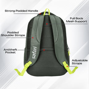 Safari Quadro 5 43L Olive School Backpack