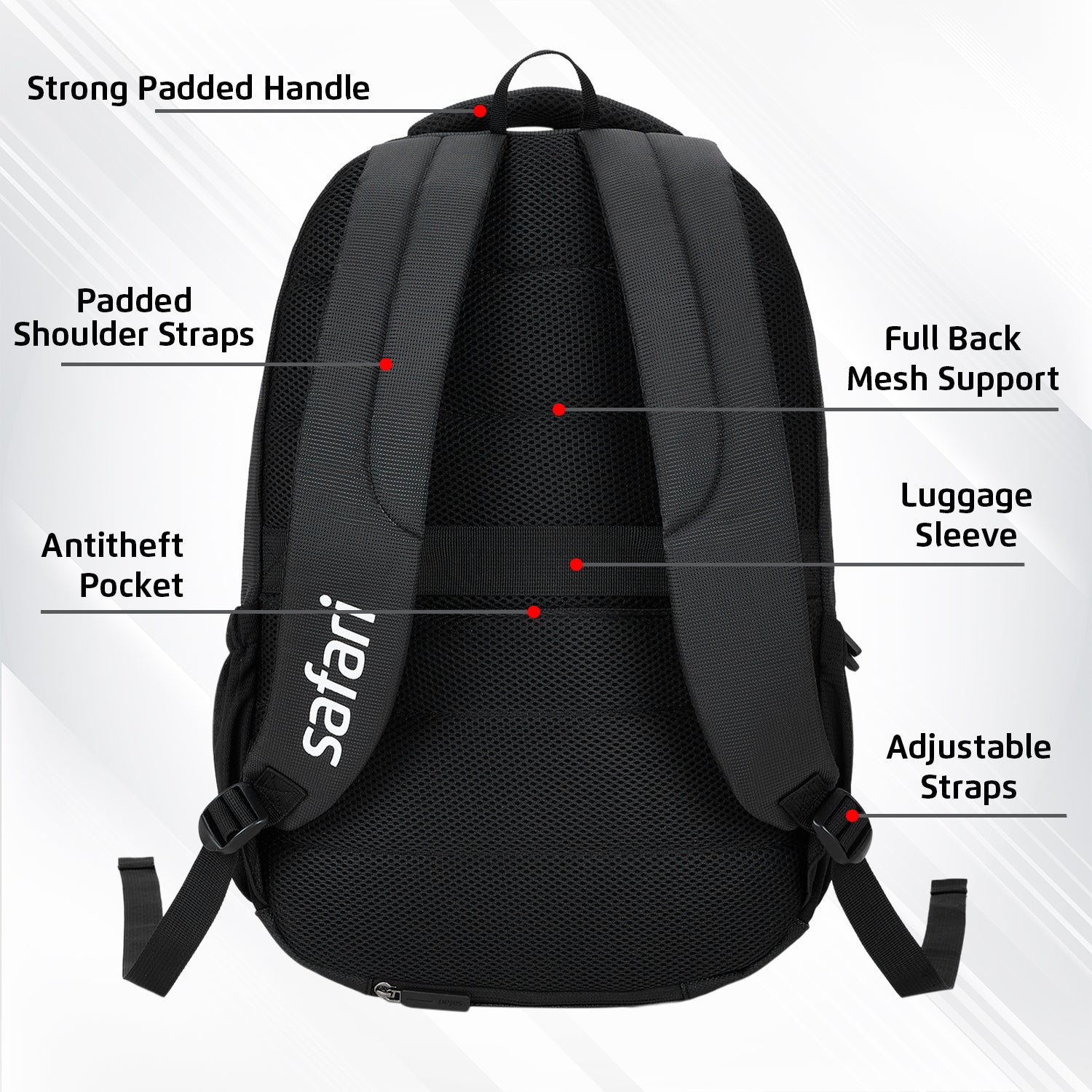 Safari Aura 37L Black Laptop Backpack