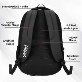 Safari Aura 37L Black Laptop Backpack