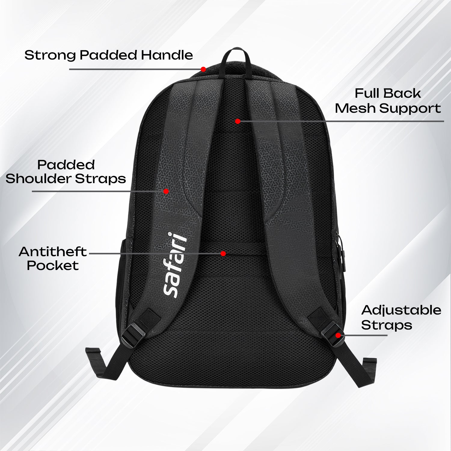 Safari Quadro 43L Black School Backpack