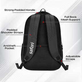 Safari Quadro 43L Black School Backpack