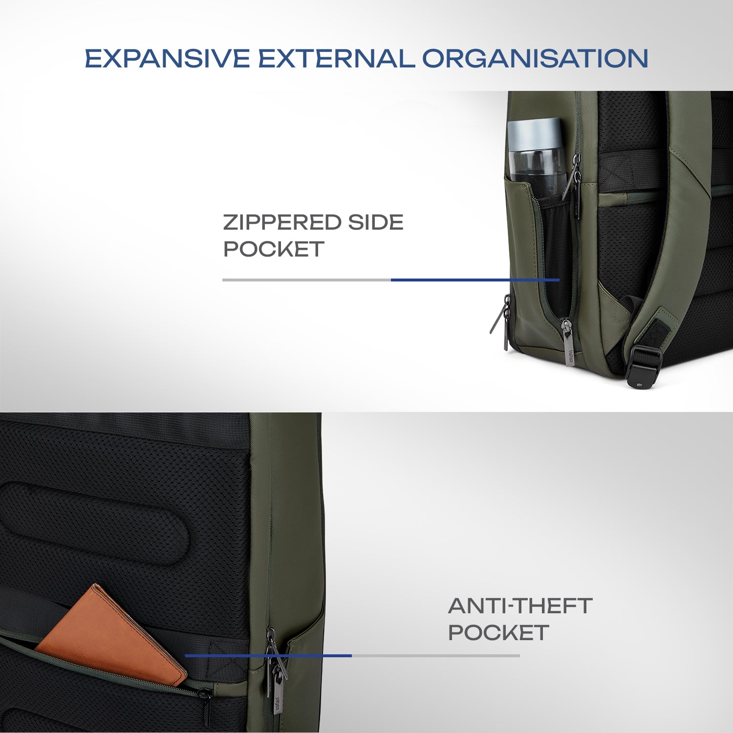 Safari Orion 20L Olive Formal Backpack with Laptop Sleeve