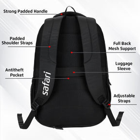 Safari Aura 37L Black Laptop Backpack