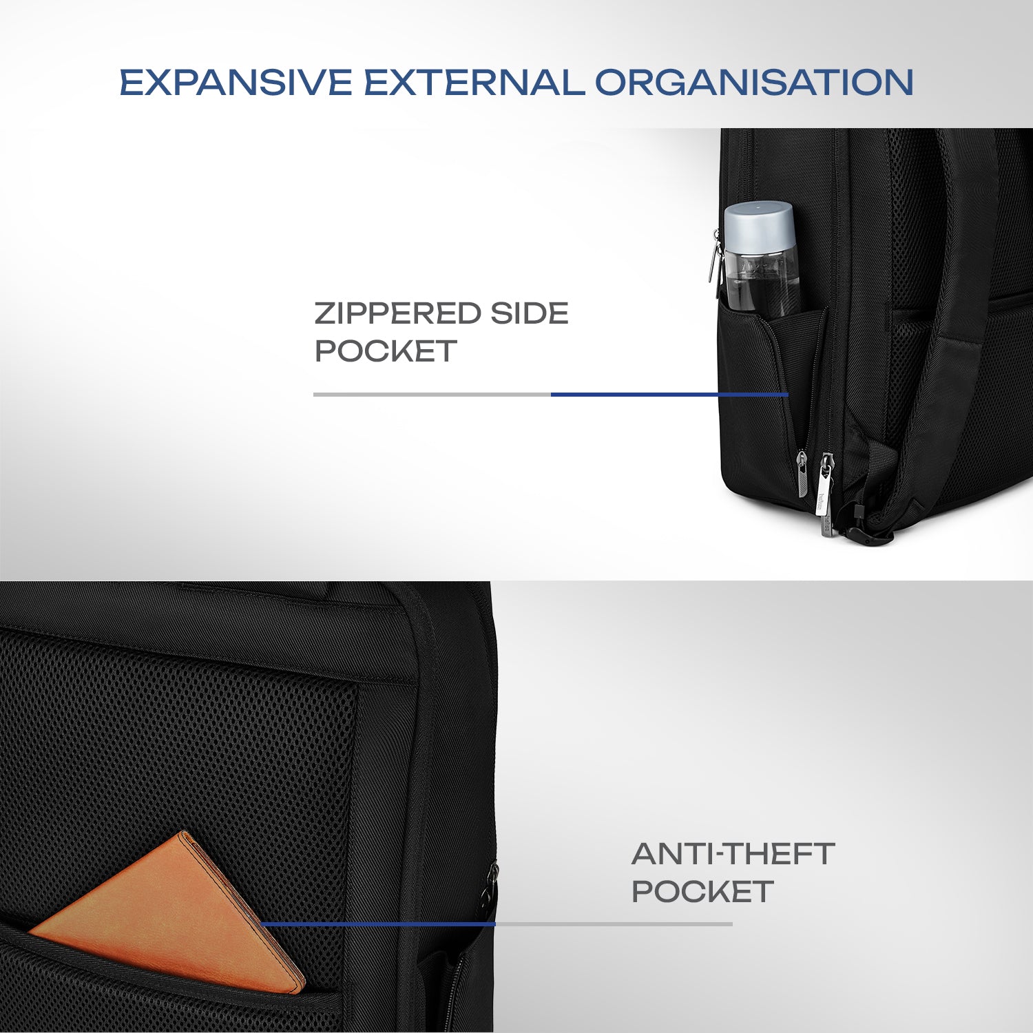Safari Marque 27L Black Formal Backpack with Laptop Sleeve