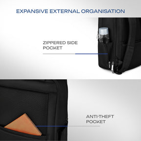 Safari Marque 27L Black Formal Backpack with Laptop Sleeve