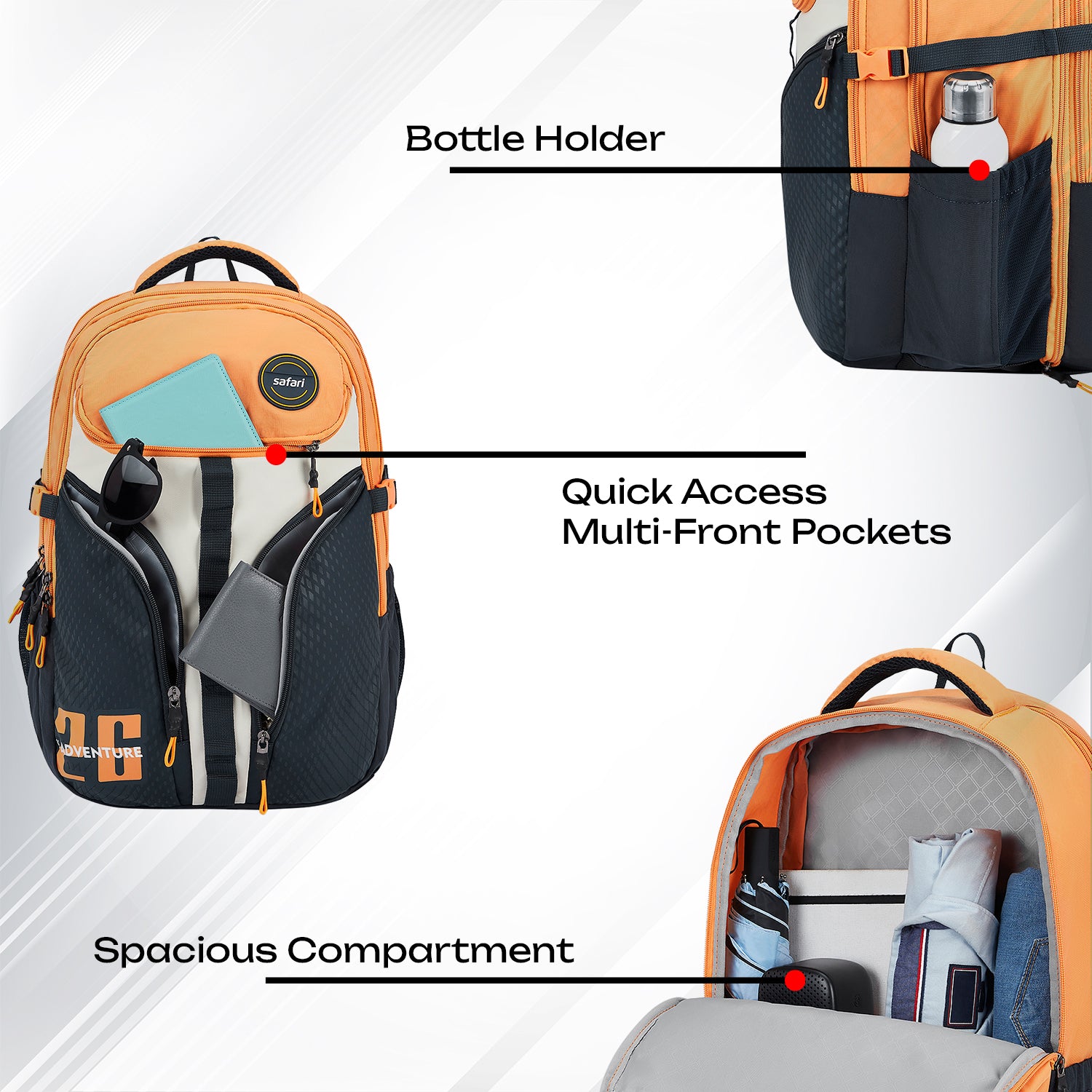Safari Expand 43L Orange Laptop Backpack