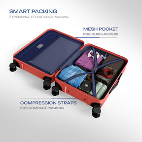 Safari Select Froniq Coral Front opening Trolley Bag with TSA Lock, Dual wheels and Anti-Theft Zipper