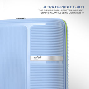 Safari Trunk Pro Trolley Bag with TSA lock and Dual Wheels - Wisteria Blue