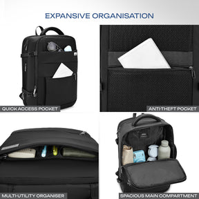 Safari Zeus Pro 39L Black Formal Backpack with Laptop Sleeve