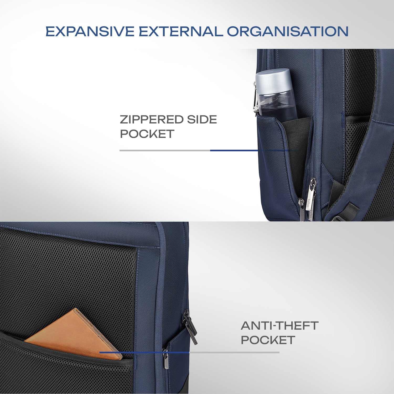 Safari Marque 27L Blue Formal Backpack with Laptop Sleeve