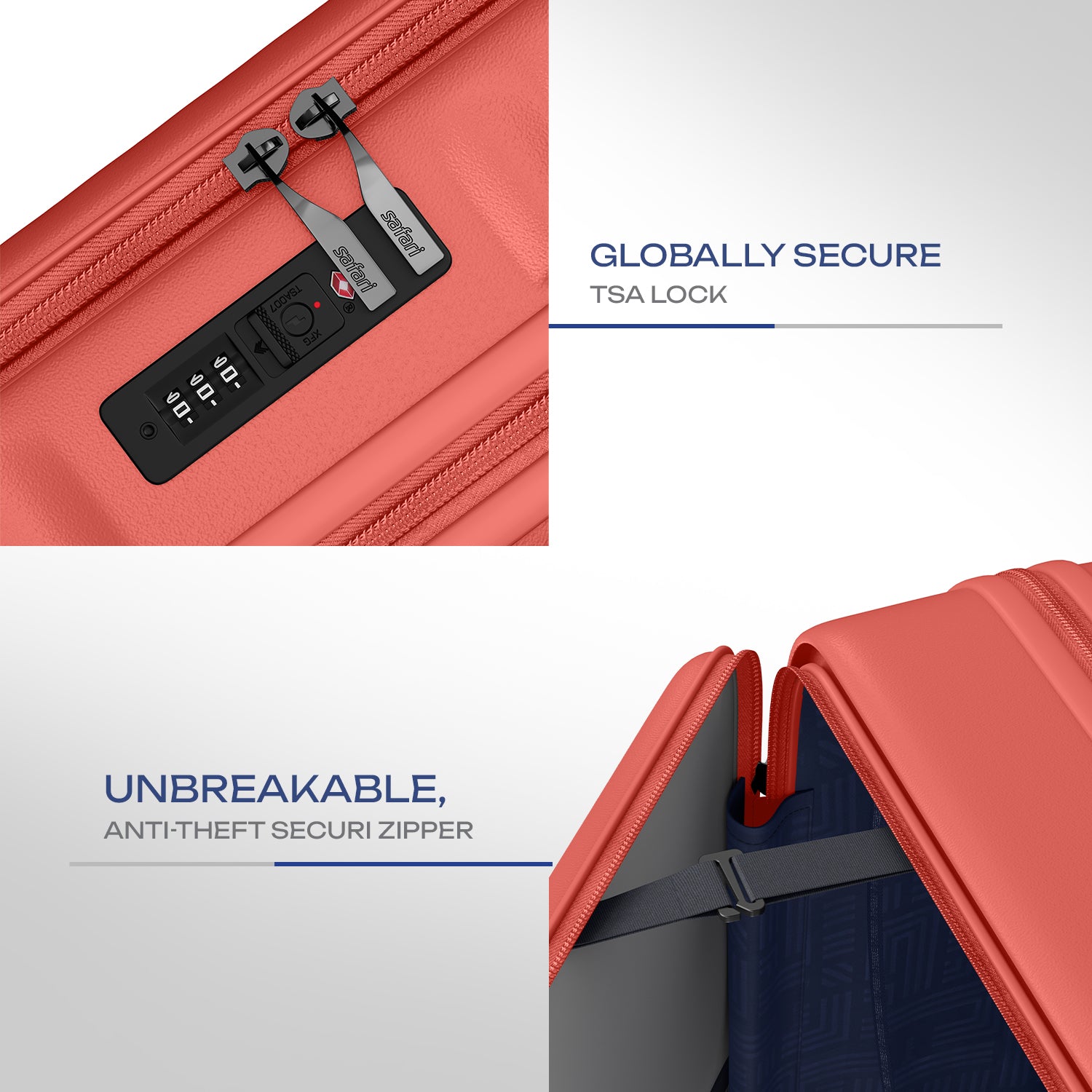 Safari Select Froniq Coral Front opening Trolley Bag with TSA Lock, Dual wheels and Anti-Theft Zipper