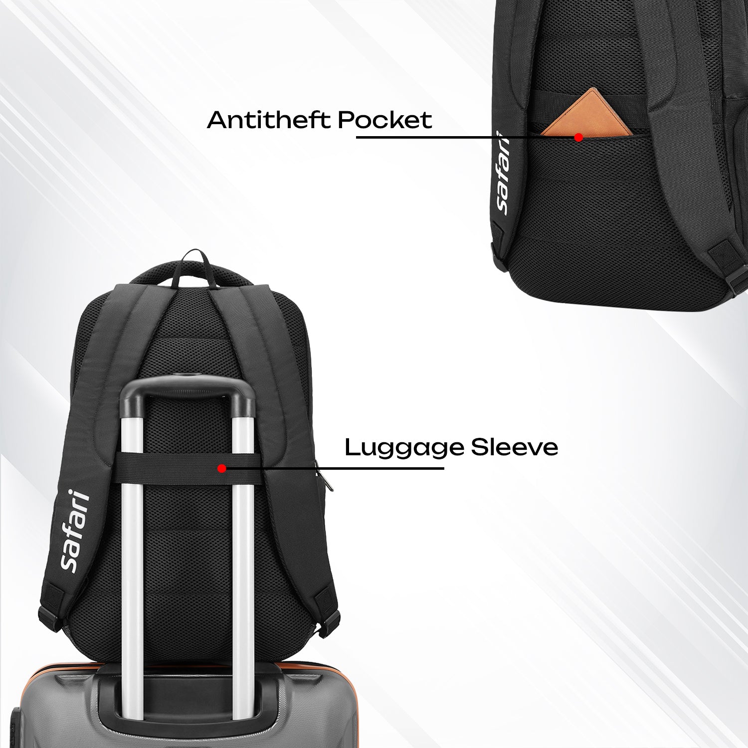 Safari Zen 34L Black Laptop Backpack