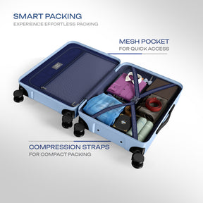 Safari Select Froniq Frost Grey Front opening Trolley Bag with TSA Lock, Dual wheels and Anti-Theft Zipper