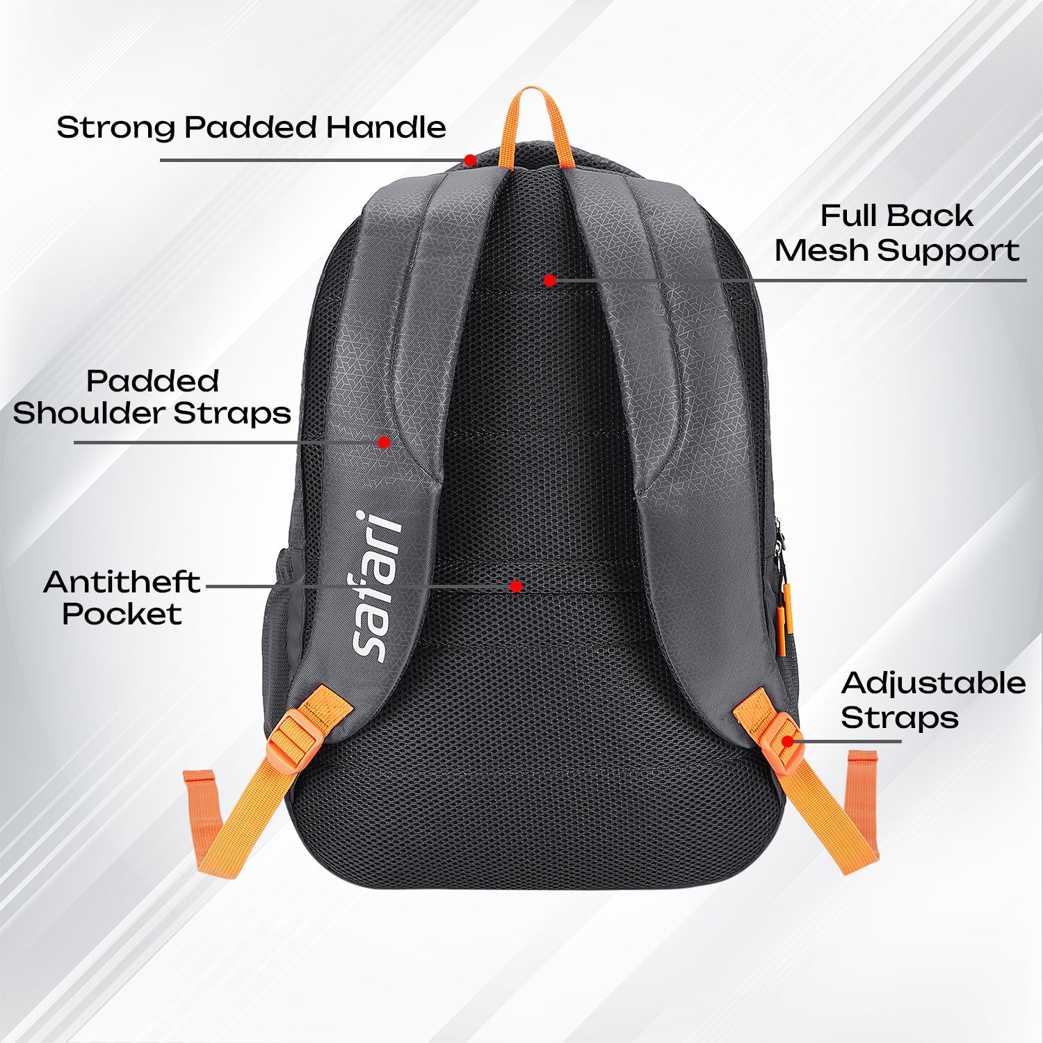 Safari Quadro 43L Grey Casual Daypack