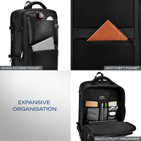 Safari Astor 36L Black Formal Backpack with Laptop Sleeve