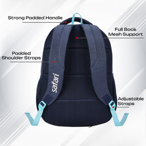 Safari Triplex 6 37L Blue School Backpack